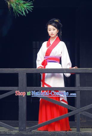 Chinese Ancient Drama Han Dynasty Swordswoman Embroidered Hanfu Dress for Women