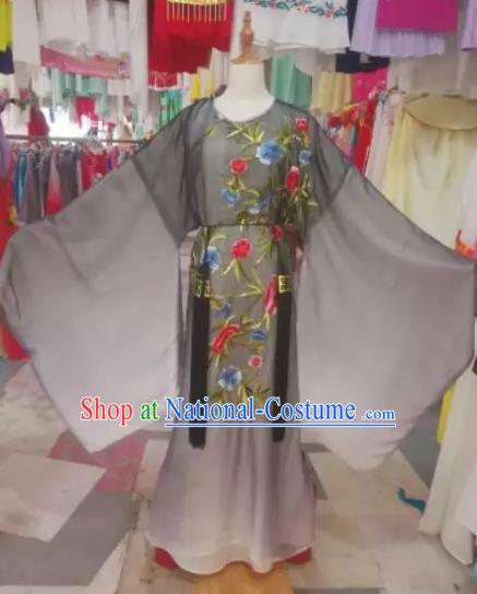 Chinese Traditional Beijing Opera Scholar Embroidered Black Robe Peking Opera Niche Costume for Adults