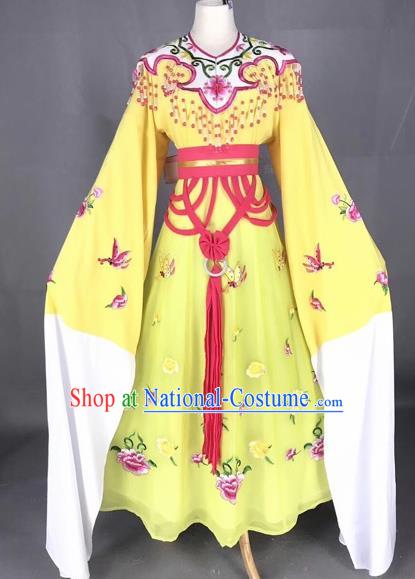 Chinese Traditional Beijing Opera Palace Princess Yellow Dress Peking Opera Diva Costumes for Adults