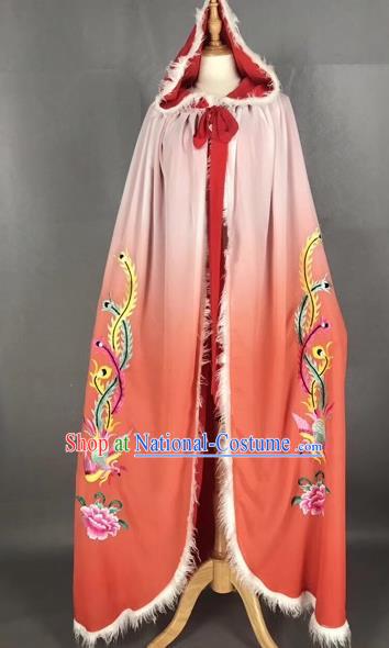 Chinese Traditional Peking Opera Princess Red Cloak Beijing Opera Diva Embroidered Phoenix Costumes for Adults