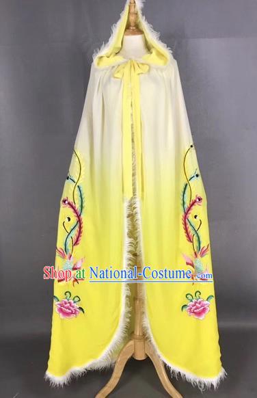 Chinese Traditional Peking Opera Princess Yellow Cloak Beijing Opera Diva Embroidered Phoenix Costumes for Adults