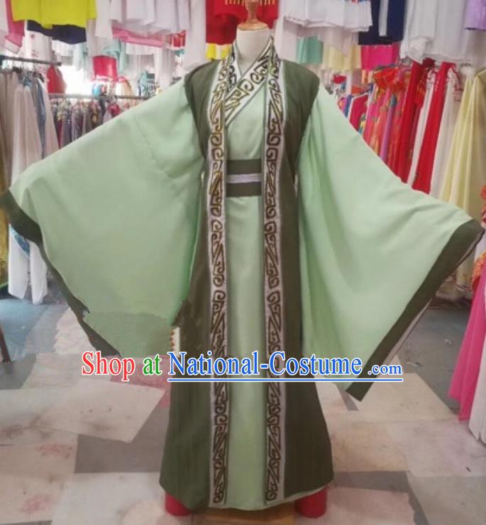 Chinese Traditional Beijing Opera Nobility Childe Green Clothing Peking Opera Costume for Adults