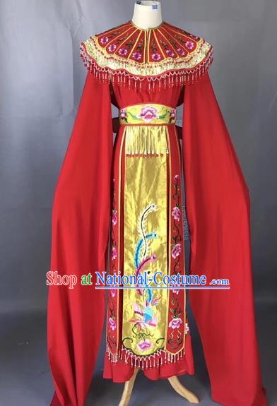 Chinese Peking Opera Actress Red Dress Traditional Beijing Opera Princess Embroidered Costumes for Adults