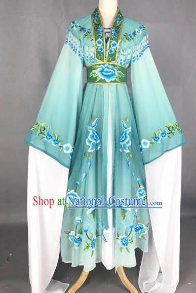 Chinese Peking Opera Actress Green Dress Traditional Beijing Opera Rich Lady Embroidered Costumes for Adults