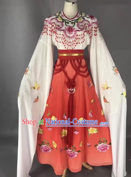 Chinese Peking Opera Diva Red Dress Traditional Beijing Opera Rich Lady Embroidered Costumes for Adults