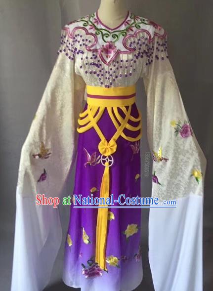 Chinese Peking Opera Diva Purple Dress Traditional Beijing Opera Rich Lady Embroidered Costumes for Adults