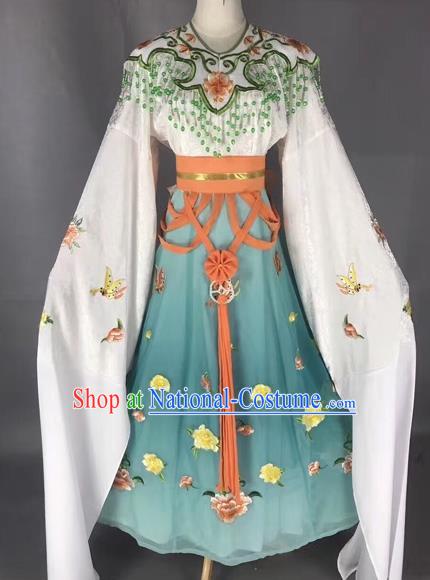 Chinese Peking Opera Diva Blue Dress Traditional Beijing Opera Rich Lady Embroidered Costumes for Adults