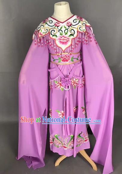 Traditional Chinese Peking Opera Costume Beijing Opera Actress Purple Dress for Kids