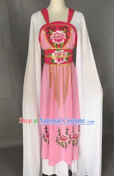 Traditional Chinese Peking Opera Maidservants Costume Beijing Opera Fairy Pink Dress for Adults