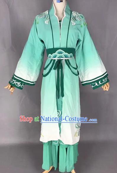 Traditional Chinese Peking Opera Mui Tsai Green Costume Beijing Opera Fairy Dress for Adults