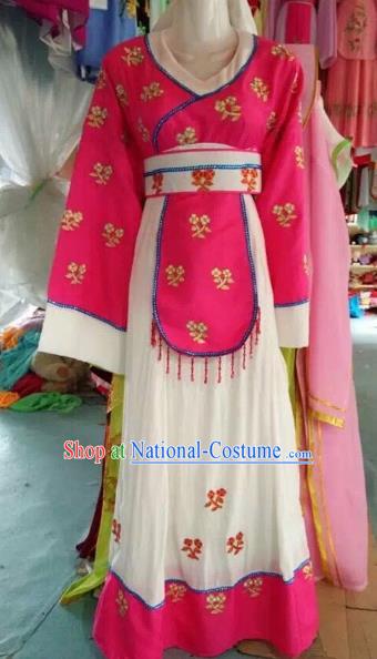 Traditional Chinese Peking Opera Mui Tsai Rosy Costume Beijing Opera Maidservants Dress for Adults