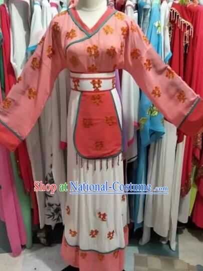 Traditional Chinese Peking Opera Mui Tsai Pink Costume Beijing Opera Maidservants Dress for Adults