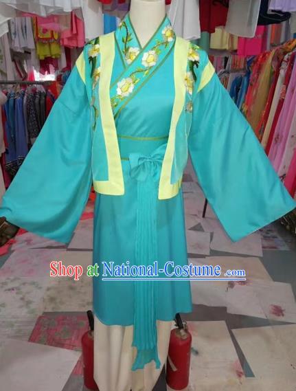 Traditional Chinese Peking Opera Mui Tsai Costume Beijing Opera Maidservants Green Dress for Adults