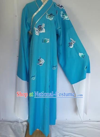 Chinese Traditional Beijing Opera Scholar Blue Robe Peking Opera Niche Clothing for Adults