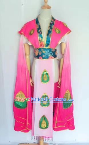 Chinese Peking Opera Butterfly Lovers Rosy Dress Traditional Beijing Opera Young Lady Embroidered Costumes for Adults