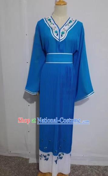 Chinese Peking Opera Young Lady Blue Dress Traditional Beijing Opera Diva Costumes for Adults