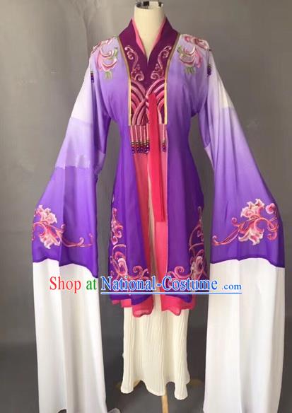 Chinese Ancient Peking Opera Palace Lady Purple Dress Traditional Beijing Opera Diva Costumes for Adults