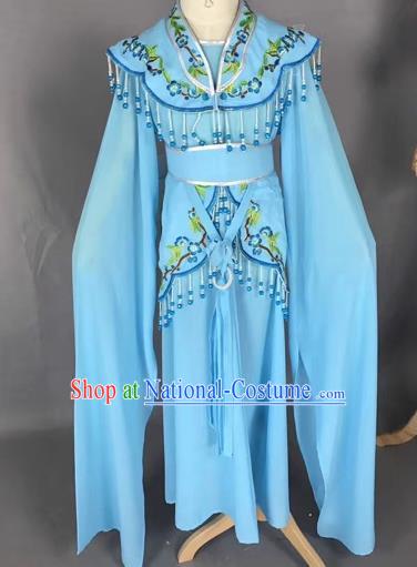 Chinese Ancient Peking Opera Children Blue Dress Traditional Beijing Opera Diva Costumes for Kids