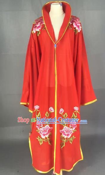 Traditional Chinese Peking Opera Diva Costume Beijing Opera Embroidered Red Cloak for Adults