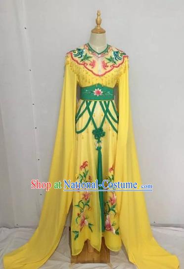 Traditional Chinese Peking Opera Rich Lady Costume Beijing Opera Diva Fairy Yellow Dress for Adults