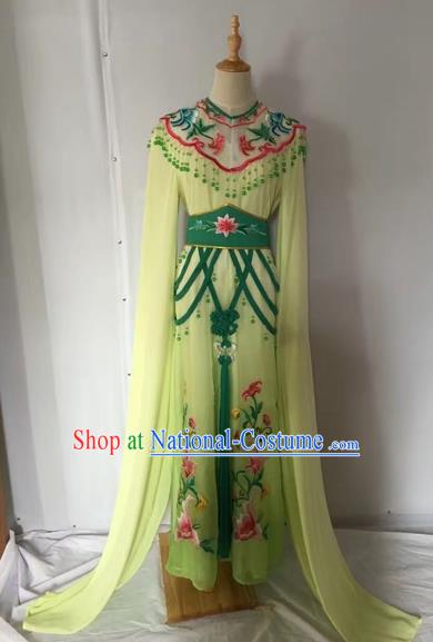 Traditional Chinese Peking Opera Rich Lady Costume Beijing Opera Diva Fairy Green Dress for Adults