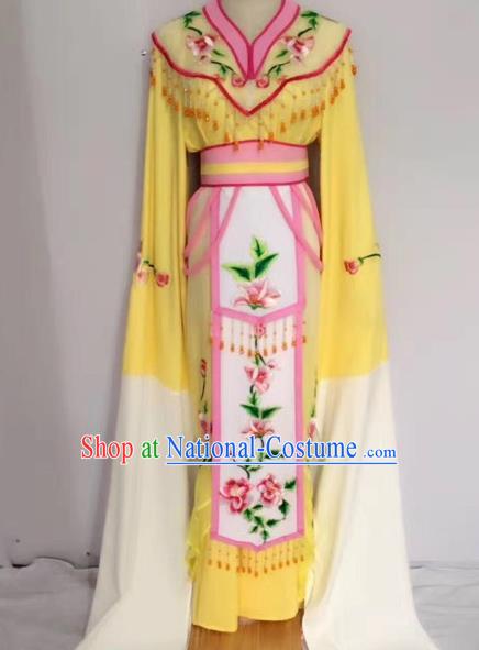 Traditional Chinese Peking Opera Princess Fairy Yellow Dress Beijing Opera Diva Costume for Adults