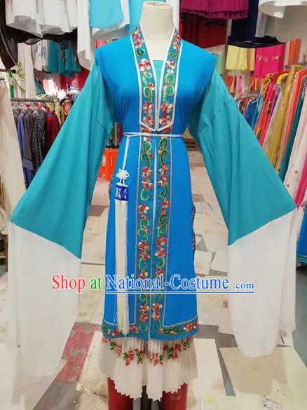 Chinese Huangmei Opera Rich Women Blue Dress Traditional Beijing Opera Diva Costume for Adults