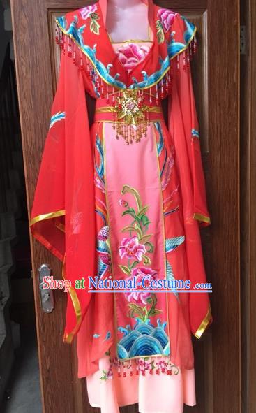 Chinese Shaoxing Opera Palace Queen Red Dress Traditional Beijing Opera Diva Costume for Adults