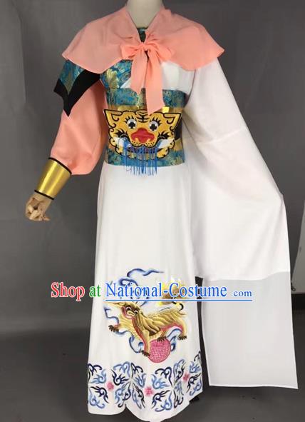 Chinese Beijing Opera General White Clothing Traditional Peking Opera Prince Costume for Adults