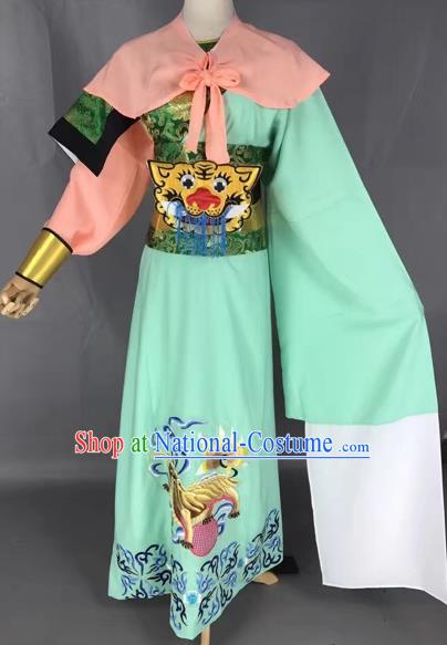 Chinese Beijing Opera General Green Clothing Traditional Peking Opera Prince Costume for Adults