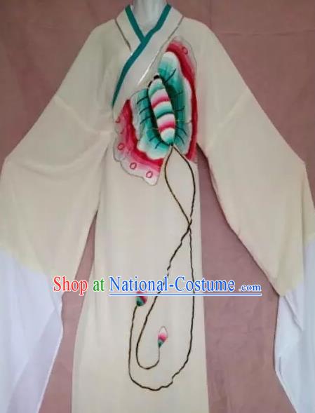 Chinese Beijing Opera Butterfly Lovers Scholar Beige Robe Traditional Peking Opera Niche Costumes for Adults