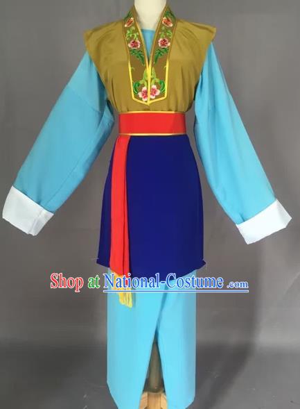 Chinese Beijing Opera Pantaloon Blue Clothing Ancient Village Women Costume for Adults