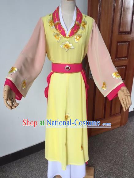 Chinese Beijing Opera Young Lady Yellow Dress Ancient Maidservants Costume for Adults