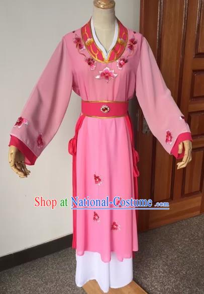 Chinese Beijing Opera Young Lady Pink Dress Ancient Maidservants Costume for Adults