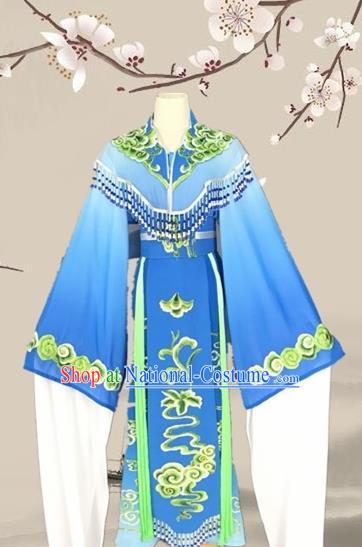 Chinese Traditional Beijing Opera Actress Blue Clothing Ancient Princess Costume for Adults