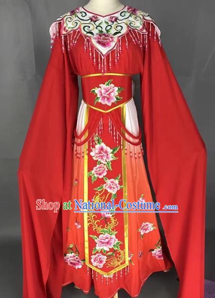 Chinese Shaoxing Opera Princess Red Embroidered Dress Traditional Beijing Opera Diva Costume for Adults