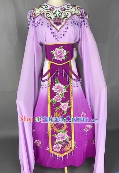 Chinese Shaoxing Opera Princess Purple Embroidered Dress Traditional Beijing Opera Diva Costume for Adults