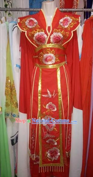 Chinese Traditional Peking Opera Actress Red Dress Ancient Princess Embroidered Costume for Adults