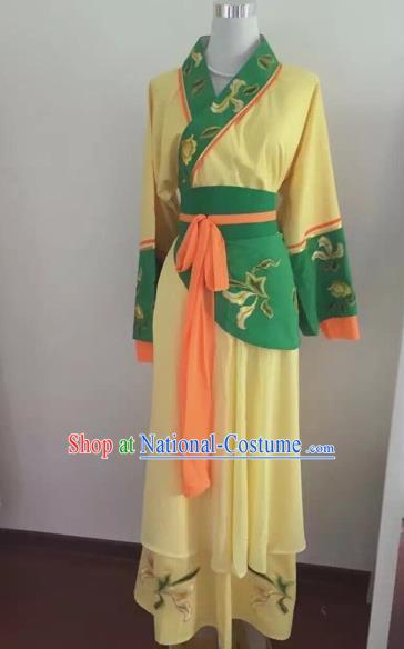 Chinese Huangmei Opera Maidservants Yellow Dress Traditional Beijing Opera Diva Costume for Adults