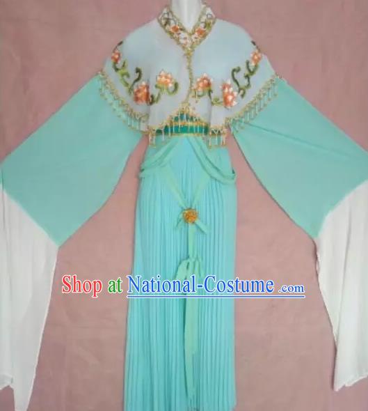 Chinese Traditional Peking Opera Rich Lady Blue Dress Ancient Princess Embroidered Costume for Adults