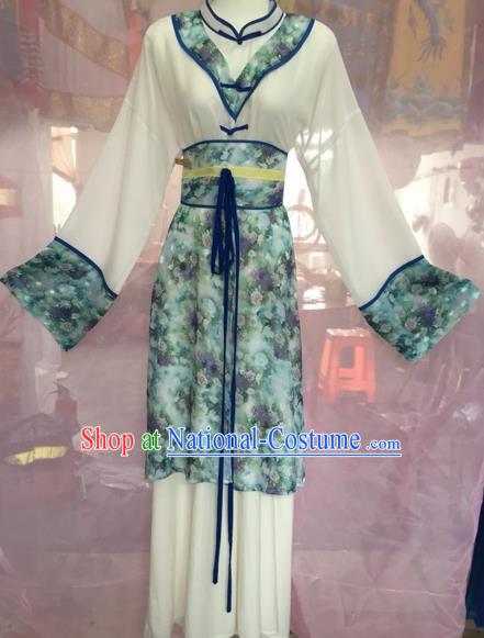 Chinese Beijing Opera Maidservants White Clothing Ancient Countrywoman Costume for Adults