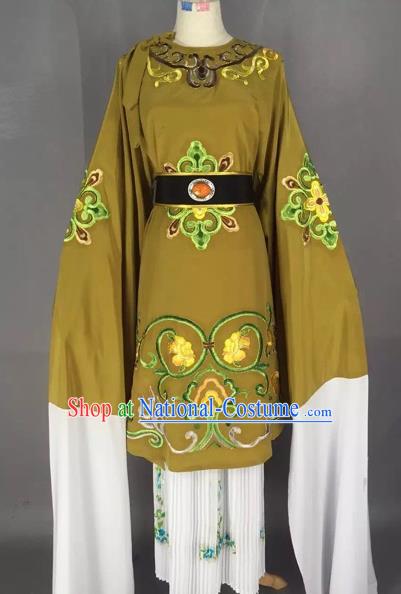 Chinese Beijing Opera Pantaloon Olive Green Clothing Ancient Old Woman Costume for Adults