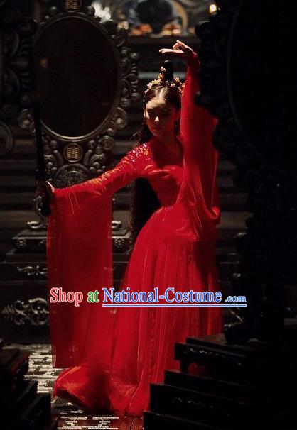 Chinese Ancient Palace Lady Costumes Legend Of Fu Yao Swordswoman Red Dress for Women