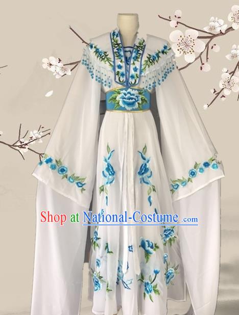 Chinese Ancient Palace Princess Costume Traditional Beijing Opera Actress White Dress for Adults