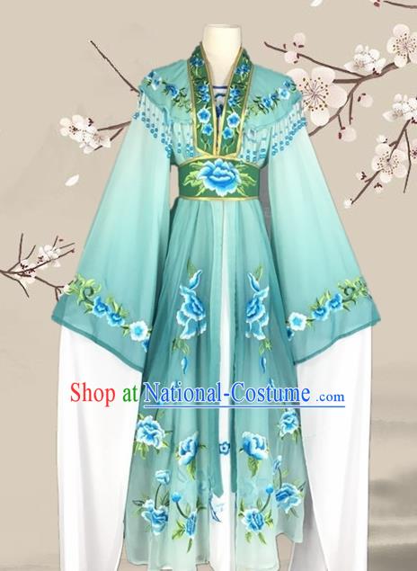 Chinese Ancient Palace Princess Costume Traditional Beijing Opera Actress Green Dress for Adults