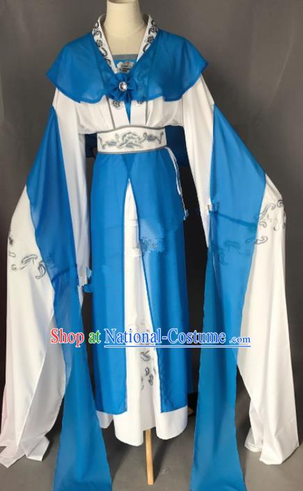 Chinese Ancient Imperial Consort Blue Costume Traditional Beijing Opera Actress Dress for Adults