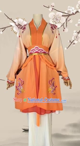 Chinese Ancient Swordswoman Orange Costume Traditional Beijing Opera Martial Arts Women Dress for Adults