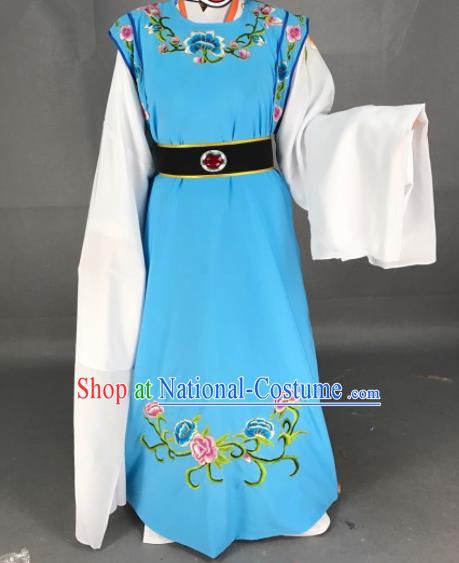 Chinese Beijing Opera Niche Jia Baoyu Blue Clothing Traditional Peking Opera Scholar Costume for Adults