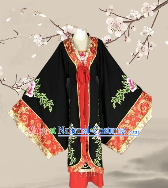 Chinese Ancient Empress Dowager Black Dress Traditional Beijing Opera Pantaloon Costume for Adults