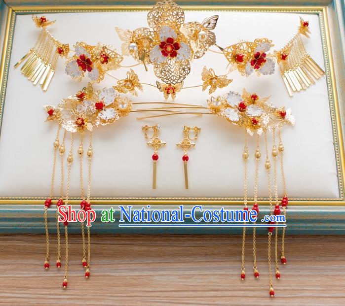 Chinese Ancient Hanfu Hair Accessories Traditional Phoenix Coronet Hairpins Complete Set for Women